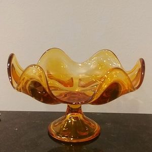 Viking Amber Depression Glass Footed Compote Bowl